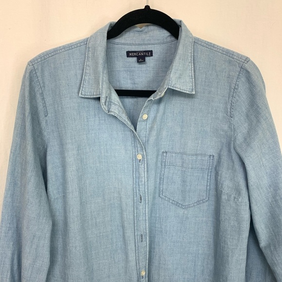J. Crew Mercantile Classic Chambray Button Down L - Picture 4 of 8